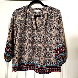 BeachLunchLounge Bobo print tunic top 3/4 sleeve blouse. Size S